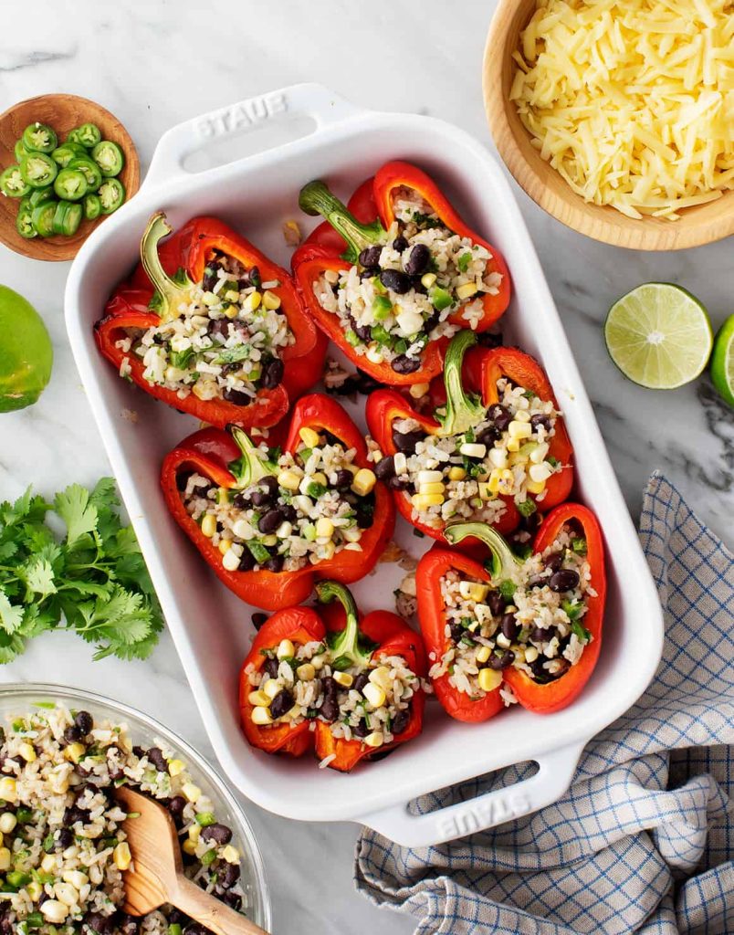Stuffed Bell Peppers Recipe – Colorful Peppers Filled With Seasoned Meat And Rice.