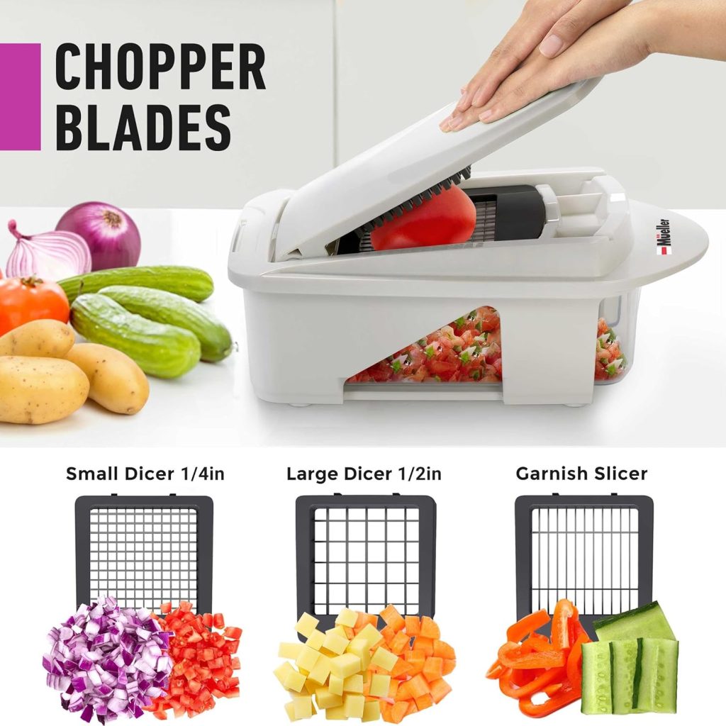 Mueller Pro-Series 10-in-1, 8 Blade Vegetable Chopper, Onion Mincer, Cutter, Dicer, Egg Slicer with Container, French Fry Cutter, Potato Slicer, Home Essentials Kitchen Gadgets, Salad Chopper Mueller Pro-Series 10-in-1, 8 Blade Vegetable Chopper, Onion Mincer, Cutter, Dicer, Egg Slicer with Container, French Fry Cutter, Potato Slicer, Home Essentials Kitchen Gadgets, Salad Chopper
