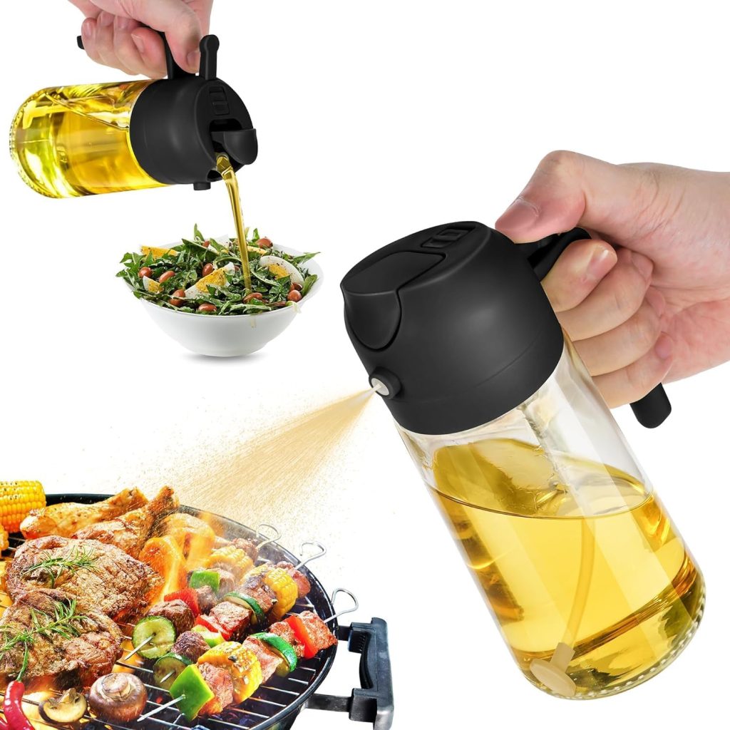 TrendPlain 16oz Olive Oil Dispenser Bottle for Kitchen - 2 in 1 Oil Dispenser and Oil Sprayer for Cooking, Air Fryer, Salad, BPA-Free 470ml Olive Oil Sprayer Black TrendPlain 16oz Olive Oil Dispenser Bottle for Kitchen - 2 in 1 Oil Dispenser and Oil Sprayer for Cooking, Air Fryer, Salad, BPA-Free 470ml Olive Oil Sprayer Black